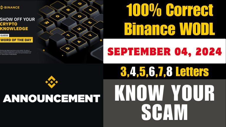 Binance Wodl Answer | September 04, 2024 | Theme Know Your Scam